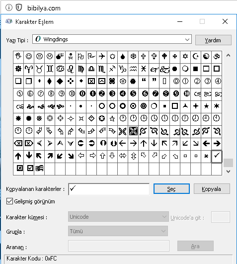 tik işareti nasıl yapılır
